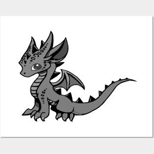 Blue dragon - Diin Dovah (black and white) Posters and Art